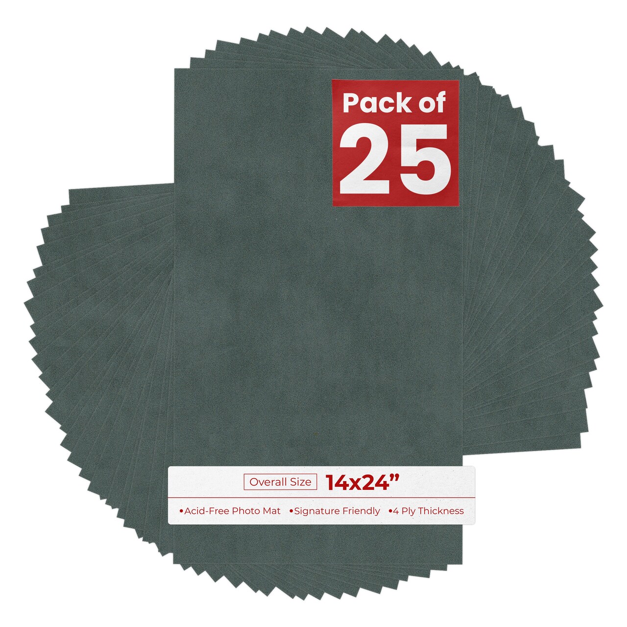 Dark Grey Suede 14x24 Uncut Mat Board - Blank Sheets, No Opening